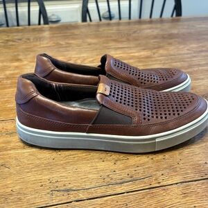Ecco Kyle Perforated Brown Leather Slip-On Loafer Shoes size 43/9.5